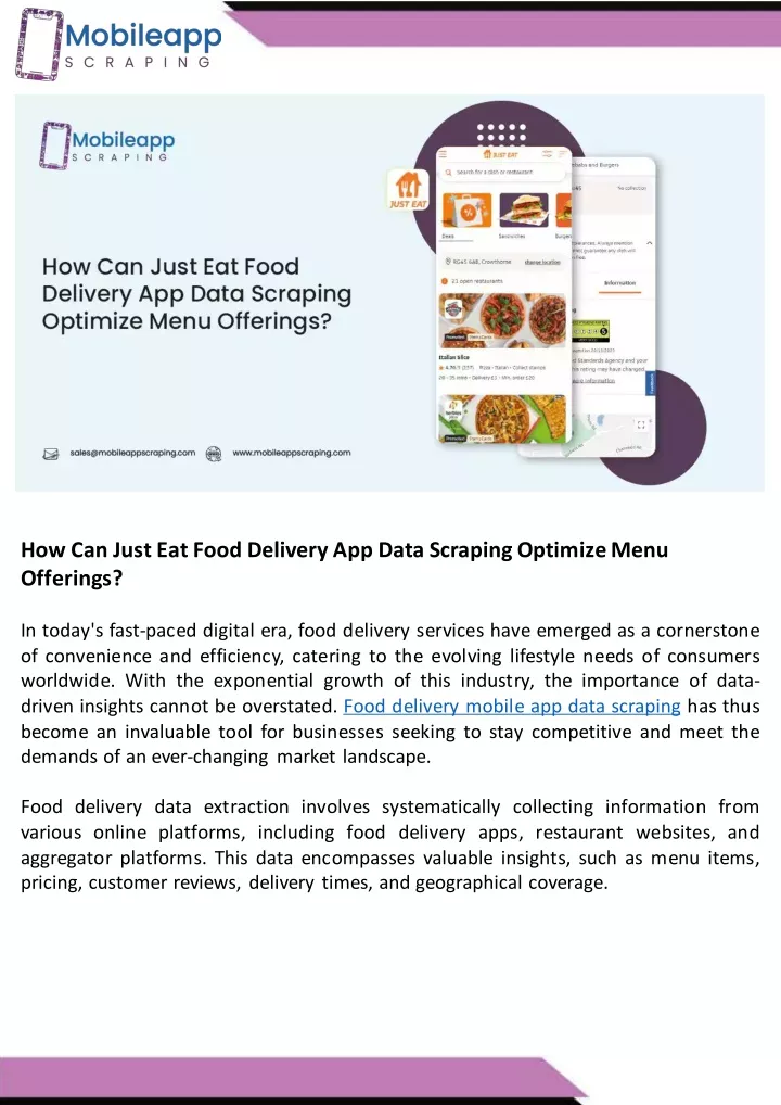 how can just eat food delivery app data scraping