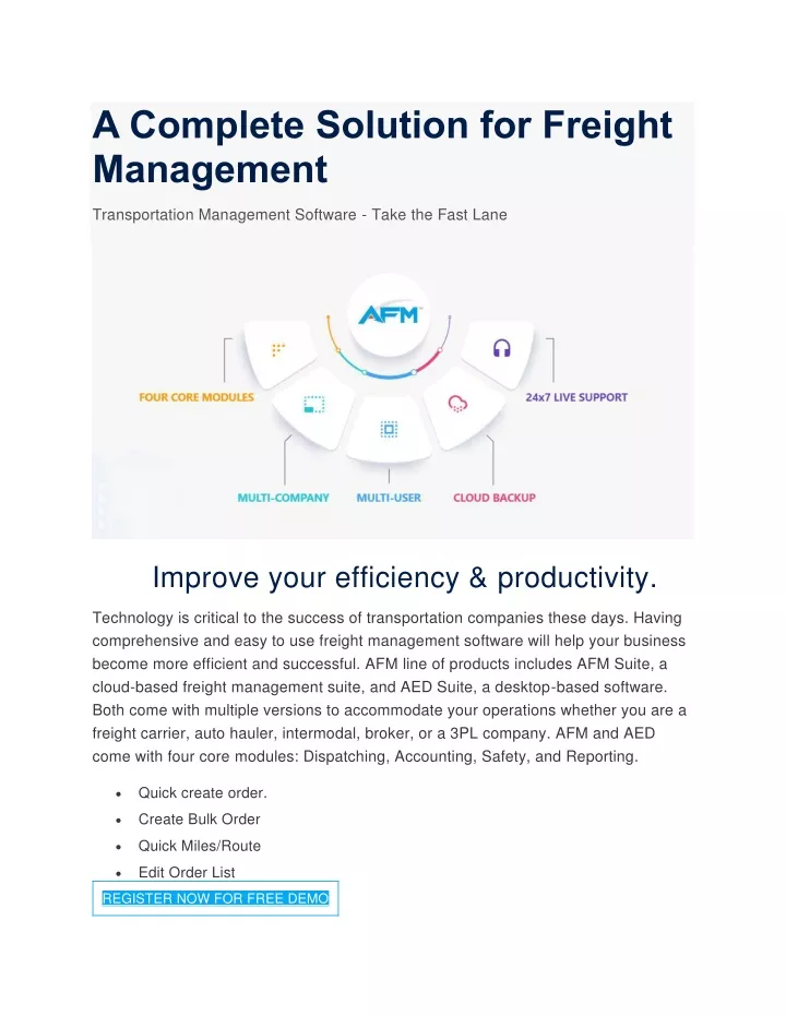 a complete solution for freight management