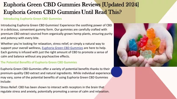 euphoria green cbd gummies reviews updated 2024