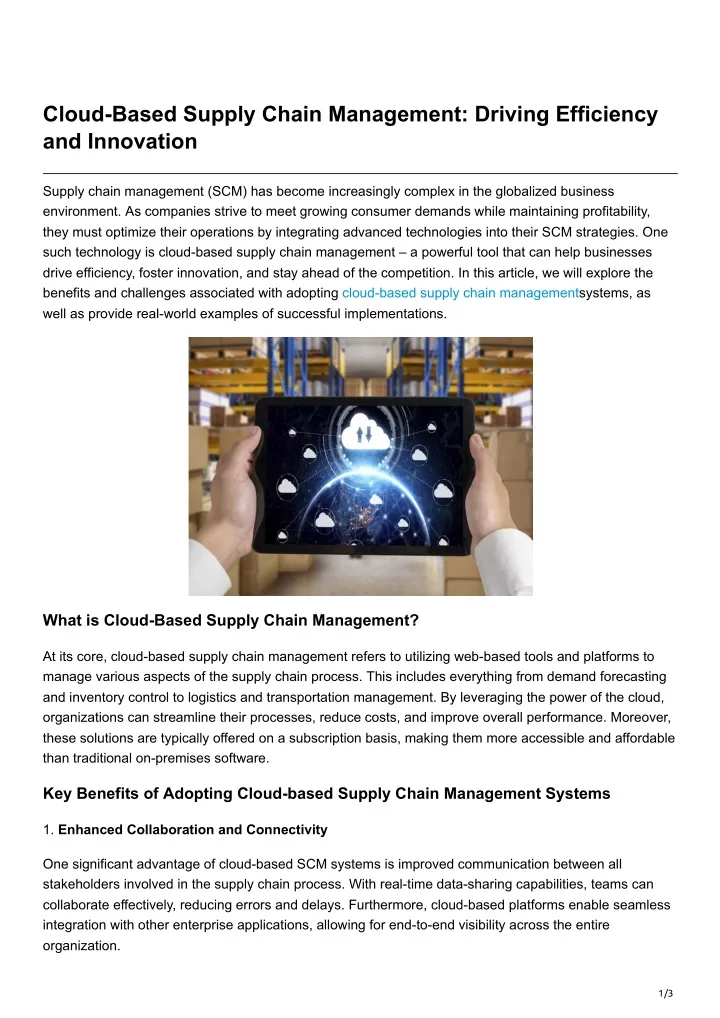 cloud based supply chain management driving