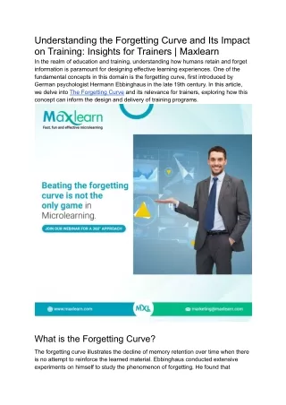 Understanding the Forgetting Curve and Its Impact on Training_ Insights for Trainers _ Maxlearn