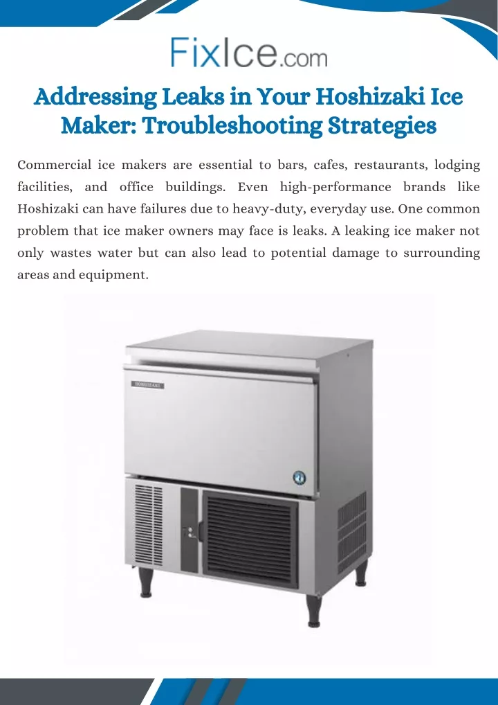 addressing leaks in your hoshizaki ice maker