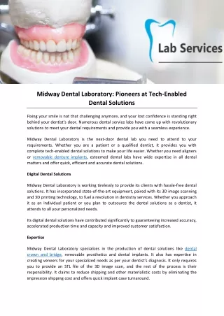 Midway Dental Laboratory: Pioneers at Tech-Enabled Dental Solutions