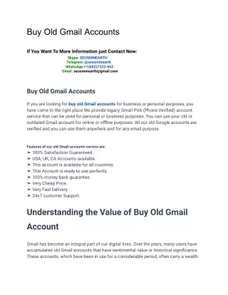 Top Sites To Buy Old Gmail Account From Best Seller