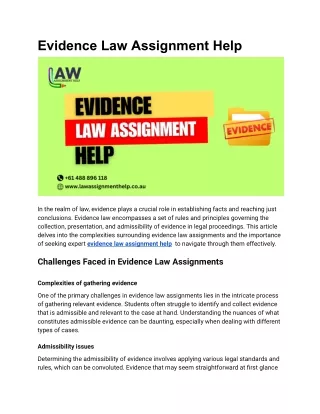 Evidence law assignment help