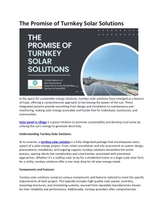 The Promise of Turnkey Solar Solutions