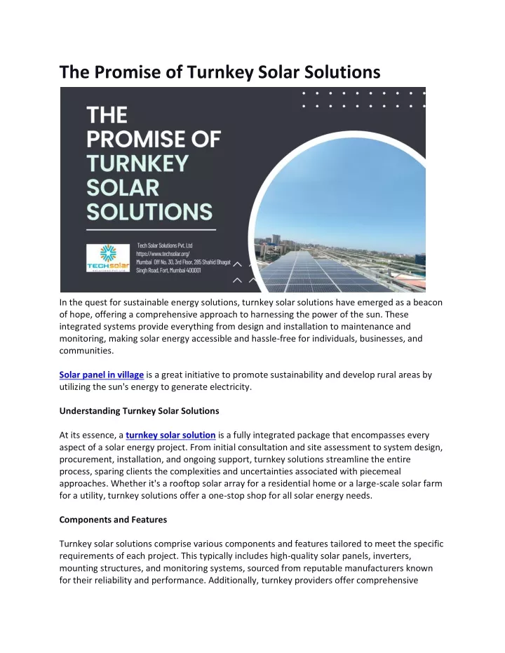 the promise of turnkey solar solutions