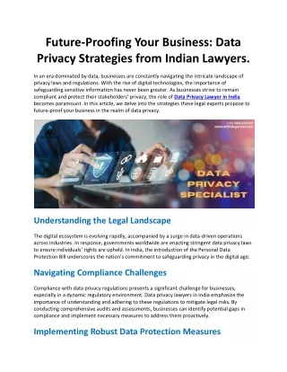 Future-Proofing Your Business: Data Privacy Strategies from Indian Lawyers