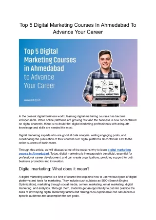 Elevate Your Career with the Best Digital Marketing Courses in Ahmedabad
