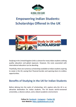 Encouraging Indian Students: Scholarships Offered in the UK