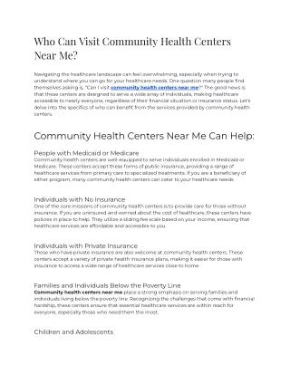 Who Can Visit Community Health Centers Near Me