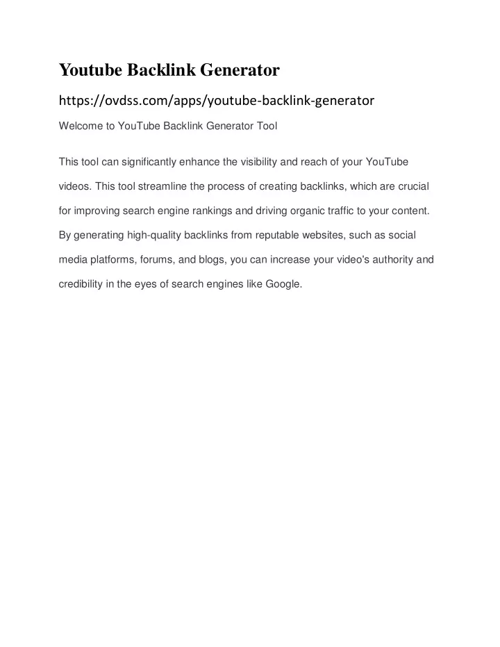 youtube backlink generator