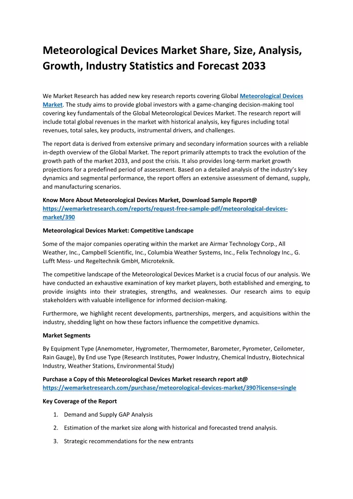 meteorological devices market share size analysis