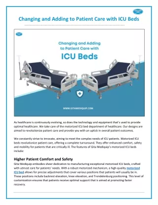 Changing and Adding to Patient Care with ICU Beds