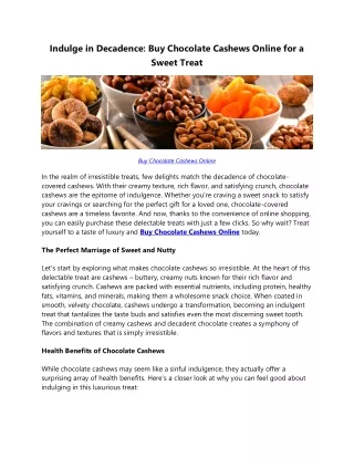 Buy Chocolate Cashews Online