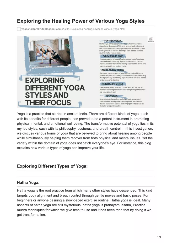 exploring the healing power of various yoga styles