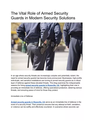 The Vital Role of Armed Security Guards in Modern Security Solutions