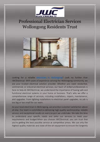 Professional Electrician Services Wollongong Residents Trust
