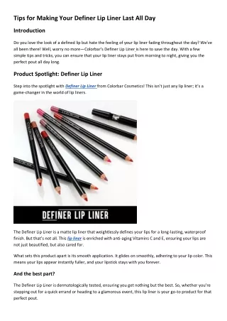 Tips for Making Your Definer Lip Liner Last All Day