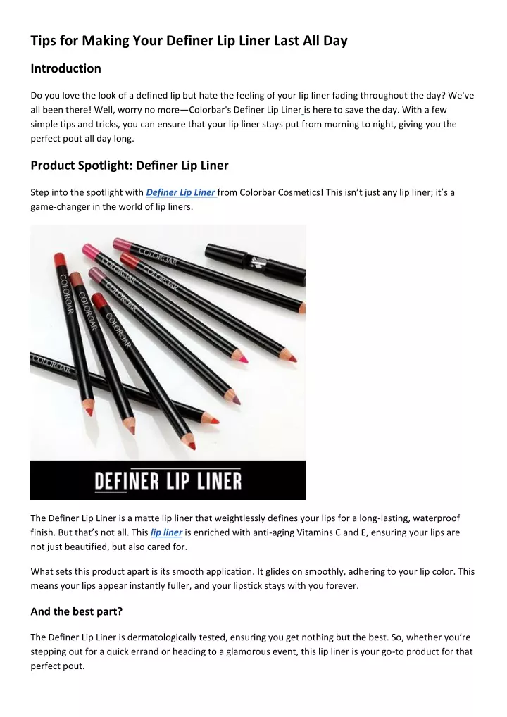 tips for making your definer lip liner last