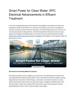 Smart Power for Clean Water_ EPC Electrical Advancements in Effluent Treatment