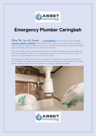 Emergency Plumber Caringbah