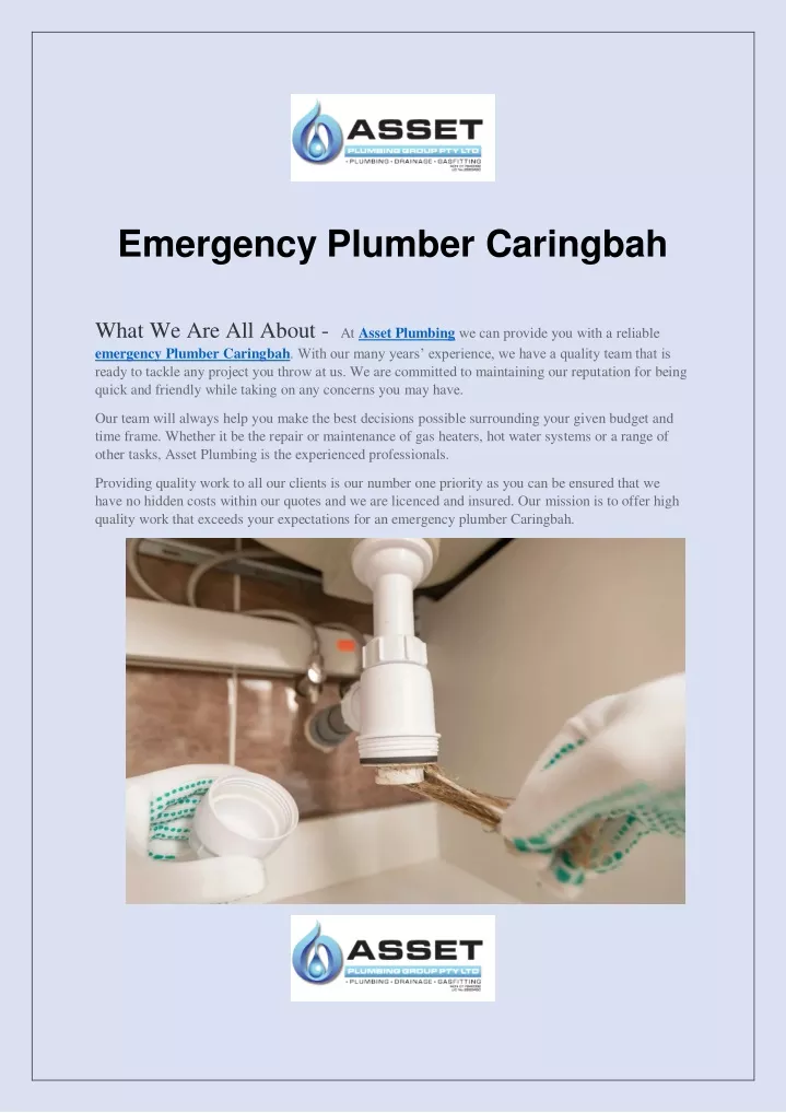 emergency plumber caringbah