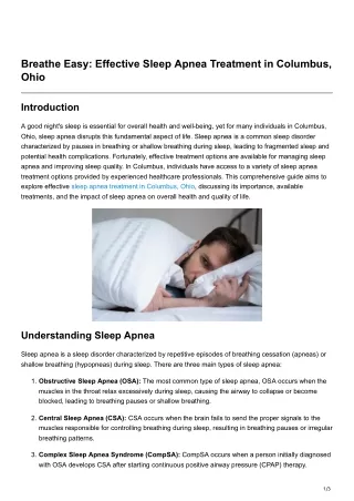 Breathe Easy Effective Sleep Apnea Treatment in Columbus Ohio