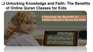 Unlocking Knowledge and Faith The Benefits of Online Quran Classes for Kids