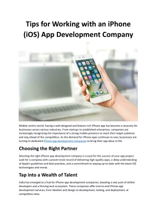 Tips for Working with an iPhone (iOS) App Development Company