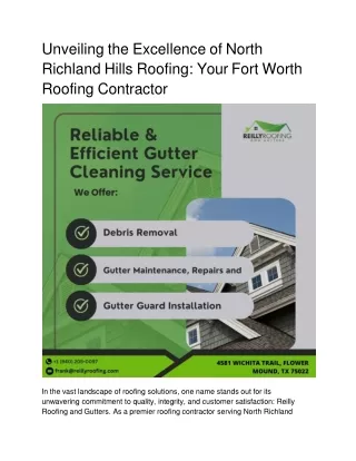 Unveiling the Excellence of North Richland Hills Roofing_ Your Fort Worth Roofing Contractor