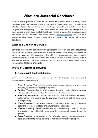 what are janitorial services