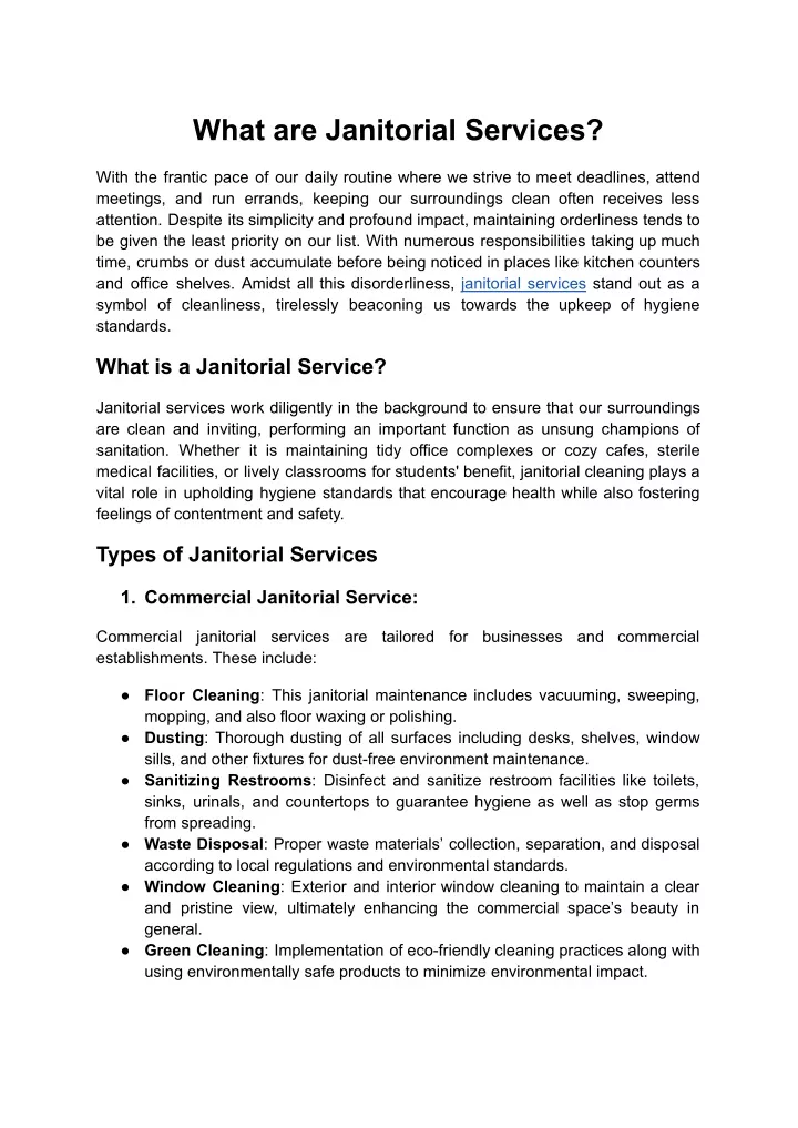 what are janitorial services