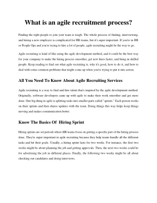 What is an agile recruitment process