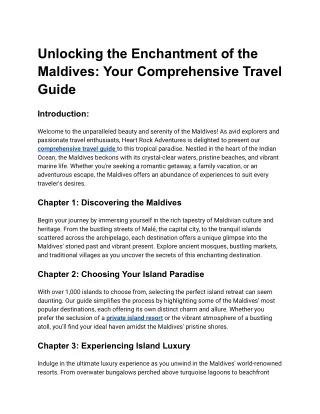 Unlocking the Enchantment of the Maldives_ Your Comprehensive Travel Guide
