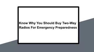 Know Why You Should Buy Two-Way Radios For Emergency Preparedness