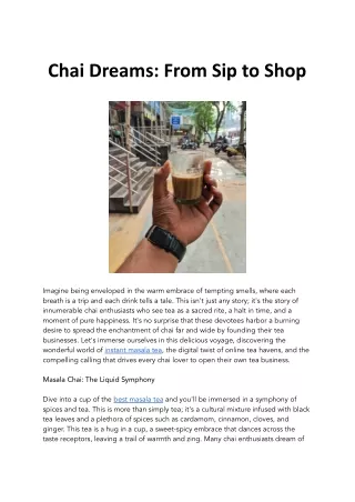 Chai Dreams - From Sip to Shop