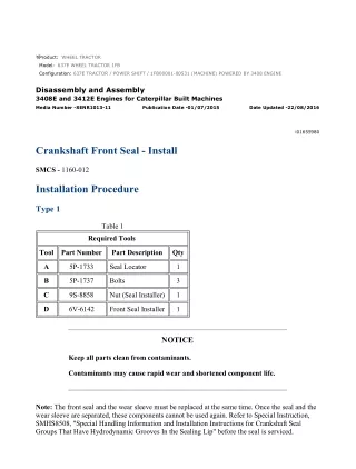 Caterpillar Cat 637E WHEEL TRACTOR (Prefix 1FB) Service Repair Manual Instant Download