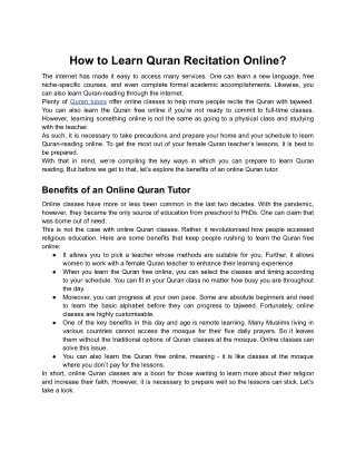 How to Learn Quran Recitation Online