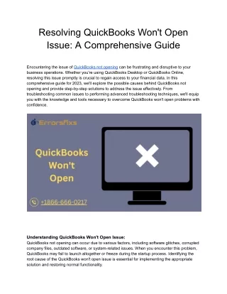 Resolving QuickBooks Won't Open Issue_ A Comprehensive Guide