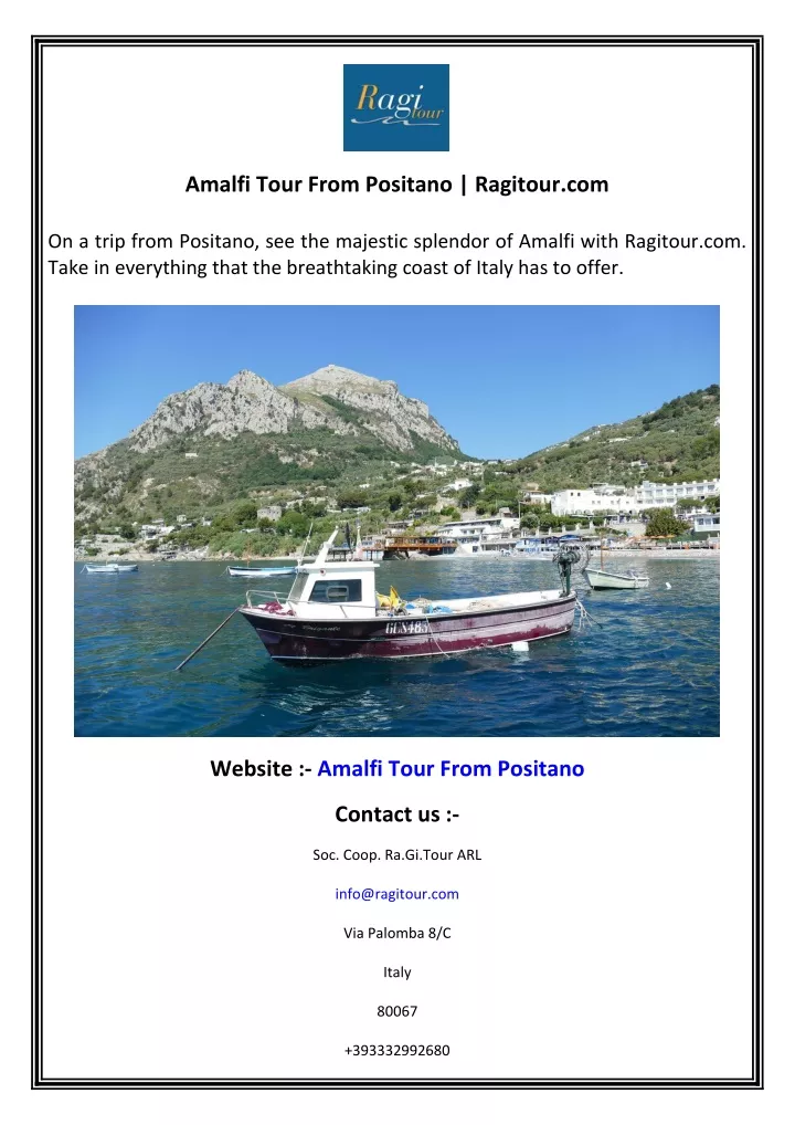 amalfi tour from positano ragitour com