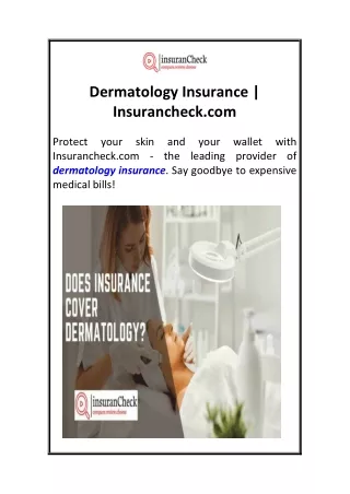 Dermatology Insurance Insurancheck.com