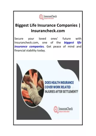 Biggest Life Insurance Companies  Insurancheck.com