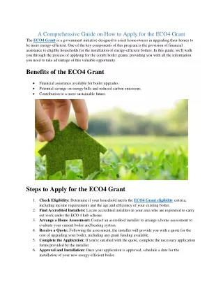 How to Apply for the ECO4 Grant