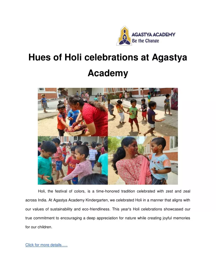 hues of holi celebrations at agastya