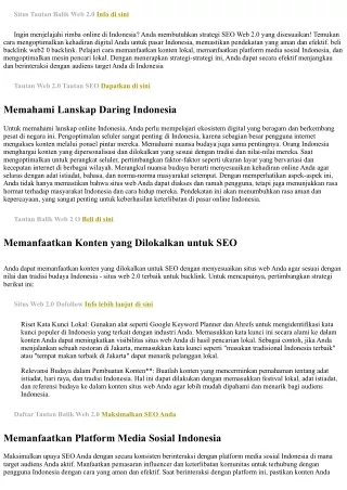 Strategi SEO Web 2.0 yang Disesuaikan untuk Indonesia
