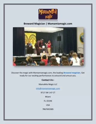 Broward Magician | Mamamiamagic.com