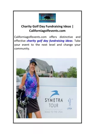 Charity Golf Day Fundraising Ideas Californiagolfevents.com