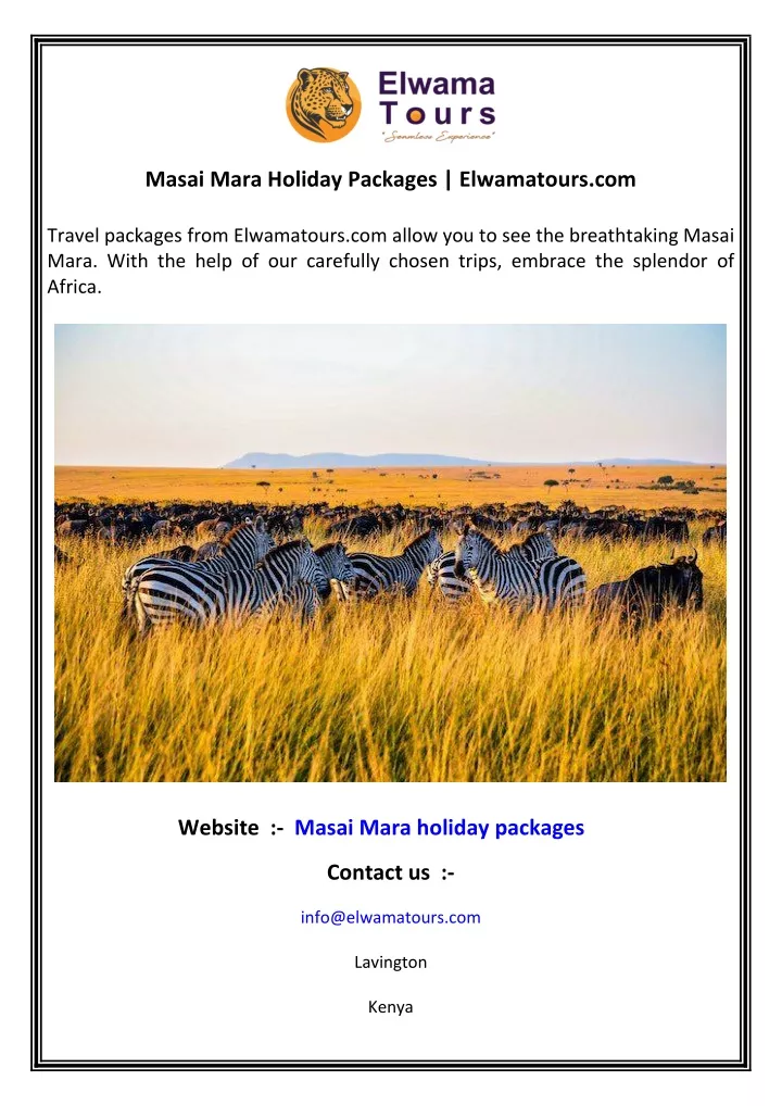 masai mara holiday packages elwamatours com