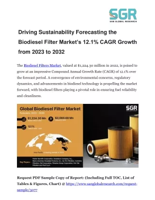 Driving Sustainability Forecasting the Biodiesel Filter Market’s 12.1% CAGR Grow